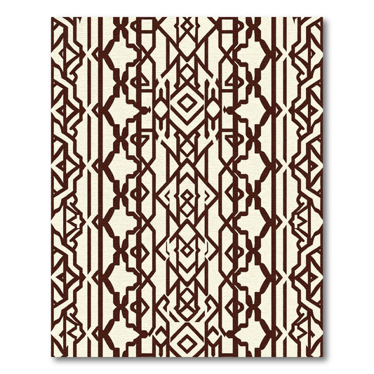 Cream And Dark Brown Geometric Lines Rug