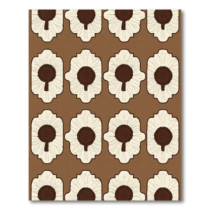 Cream Brown Floral Frames Repeating Rug