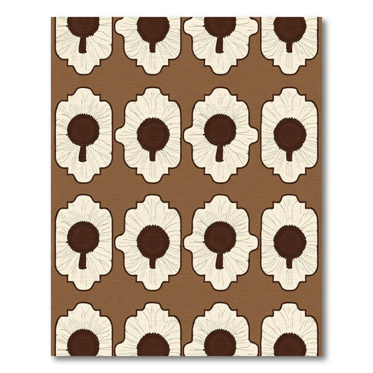 Cream Brown Floral Frames Repeating Rug