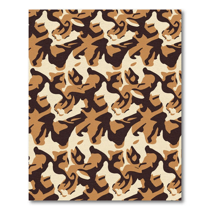 Brown Black and Cream Camouflage Abstract Rug