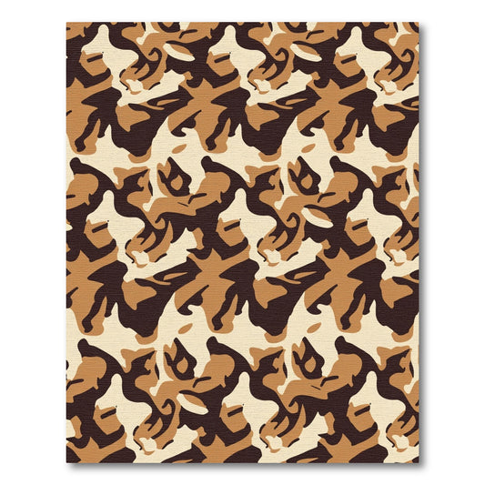 Brown Black and Cream Camouflage Abstract Rug