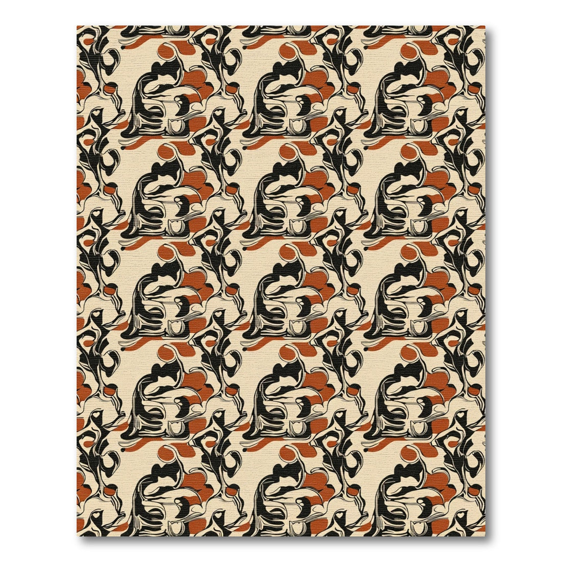 Bold Black Terra-Cotta Swirl Rug