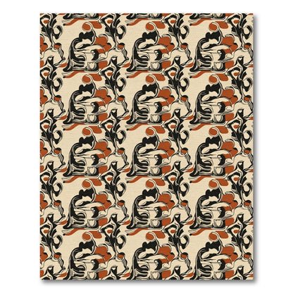 Bold Black Terra-Cotta Swirl Rug