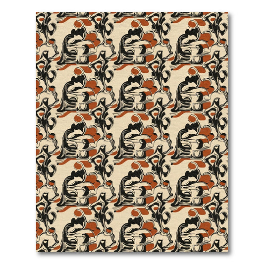 Bold Black Terra-Cotta Swirl Rug