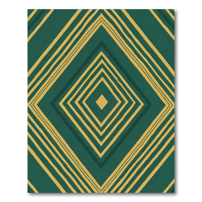 Emerald Yellow Geometric Diamond Rug