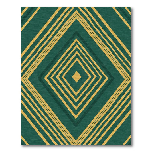 Emerald Yellow Geometric Diamond Rug