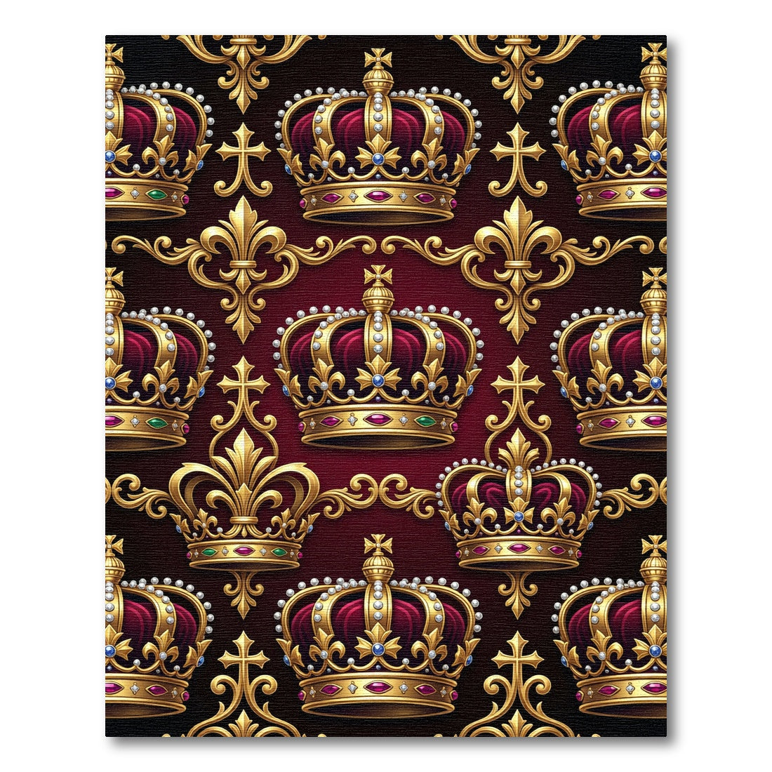 Regal Gold Crown Jewel Embellished Rug