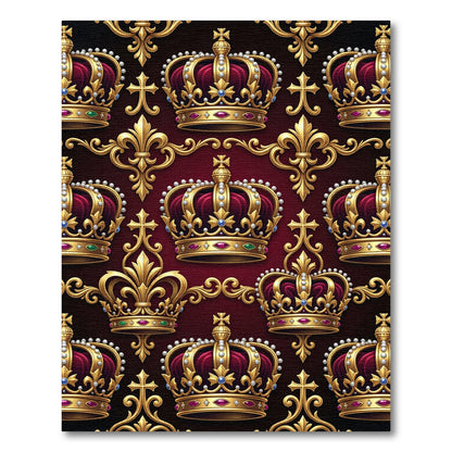 Regal Gold Crown Jewel Embellished Rug