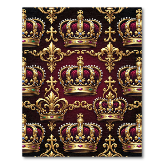 Regal Gold Crown Jewel Embellished Rug