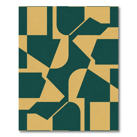 Deep Teal Ochre Geometric Abstraction Rug