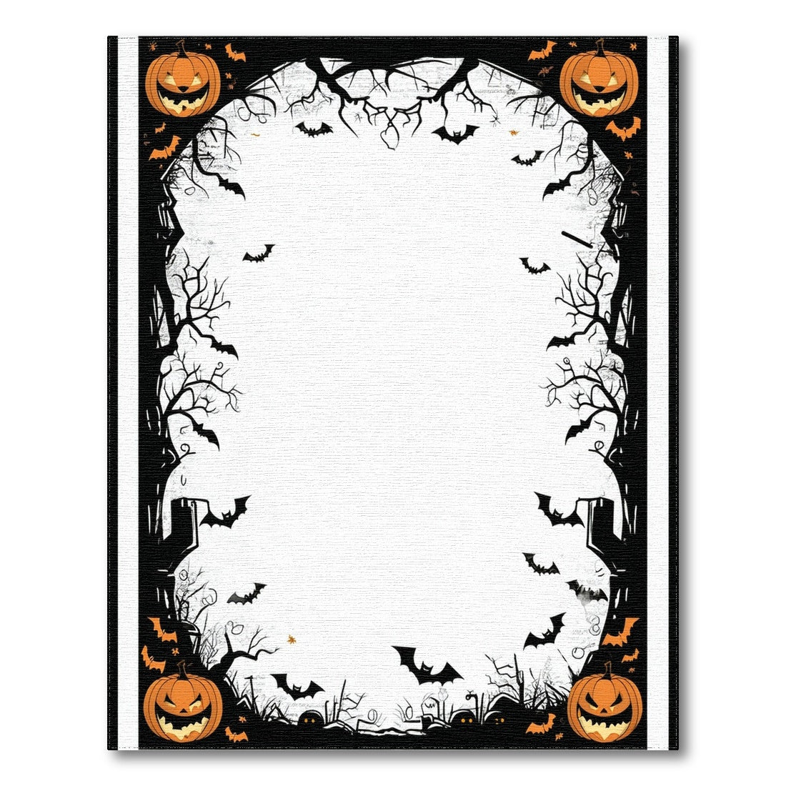 Spooky Halloween Pumpkins and Bats Area Rug