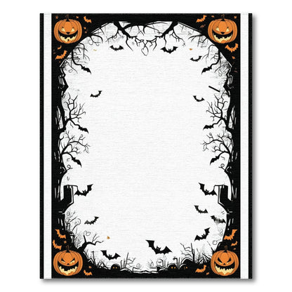 Spooky Halloween Pumpkins and Bats Area Rug
