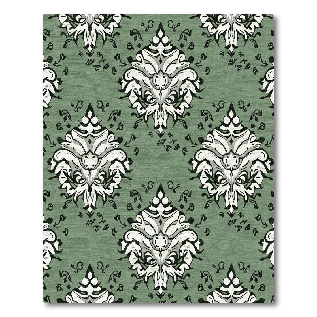 Sage Green Floral Crest Arrangement Rug