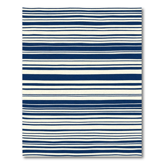 Classic Navy Cream Horizontal Stripe Rug