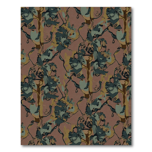 Earthy Tones Abstract Floral Swirl Rug