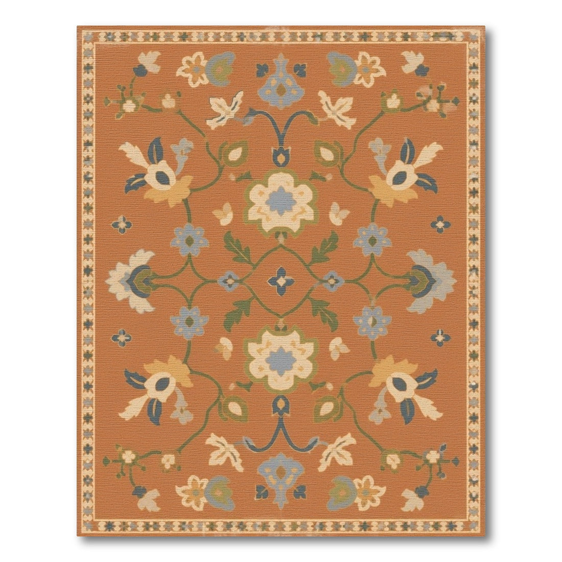 Terracotta Floral Vintage Area Rug