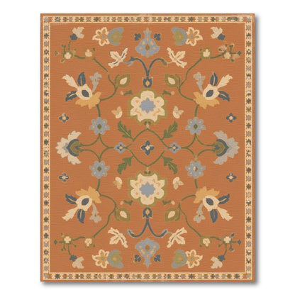 Terracotta Floral Vintage Area Rug
