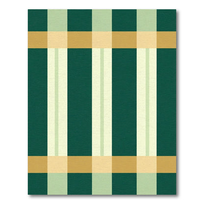 Green Gold Beige Plaid Stripes Rug