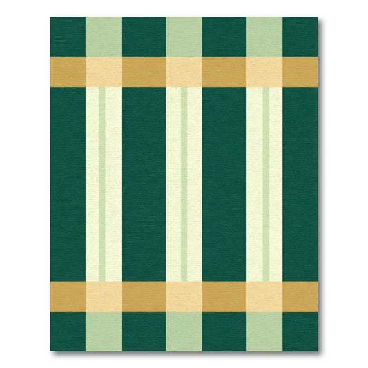 Green Gold Beige Plaid Stripes Rug