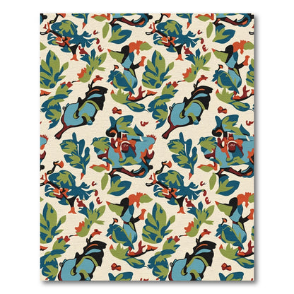 Abstract Blue Green Organic Shapes Rug