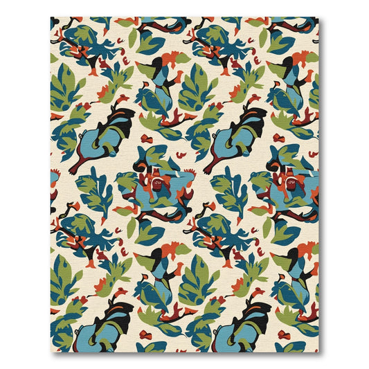 Abstract Blue Green Organic Shapes Rug
