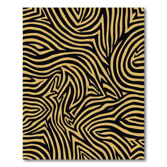 Bold Gold Zebra Stripe Abstract Rug