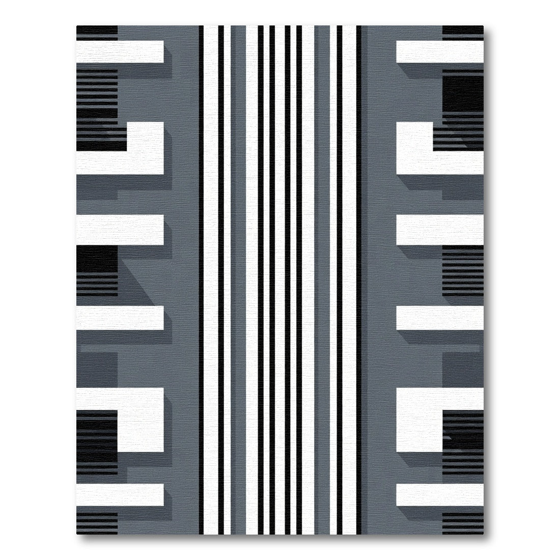 Modern Gray White Stripe Geometric Rug