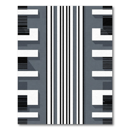 Modern Gray White Stripe Geometric Rug