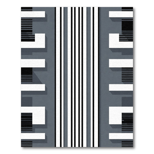 Modern Gray White Stripe Geometric Rug