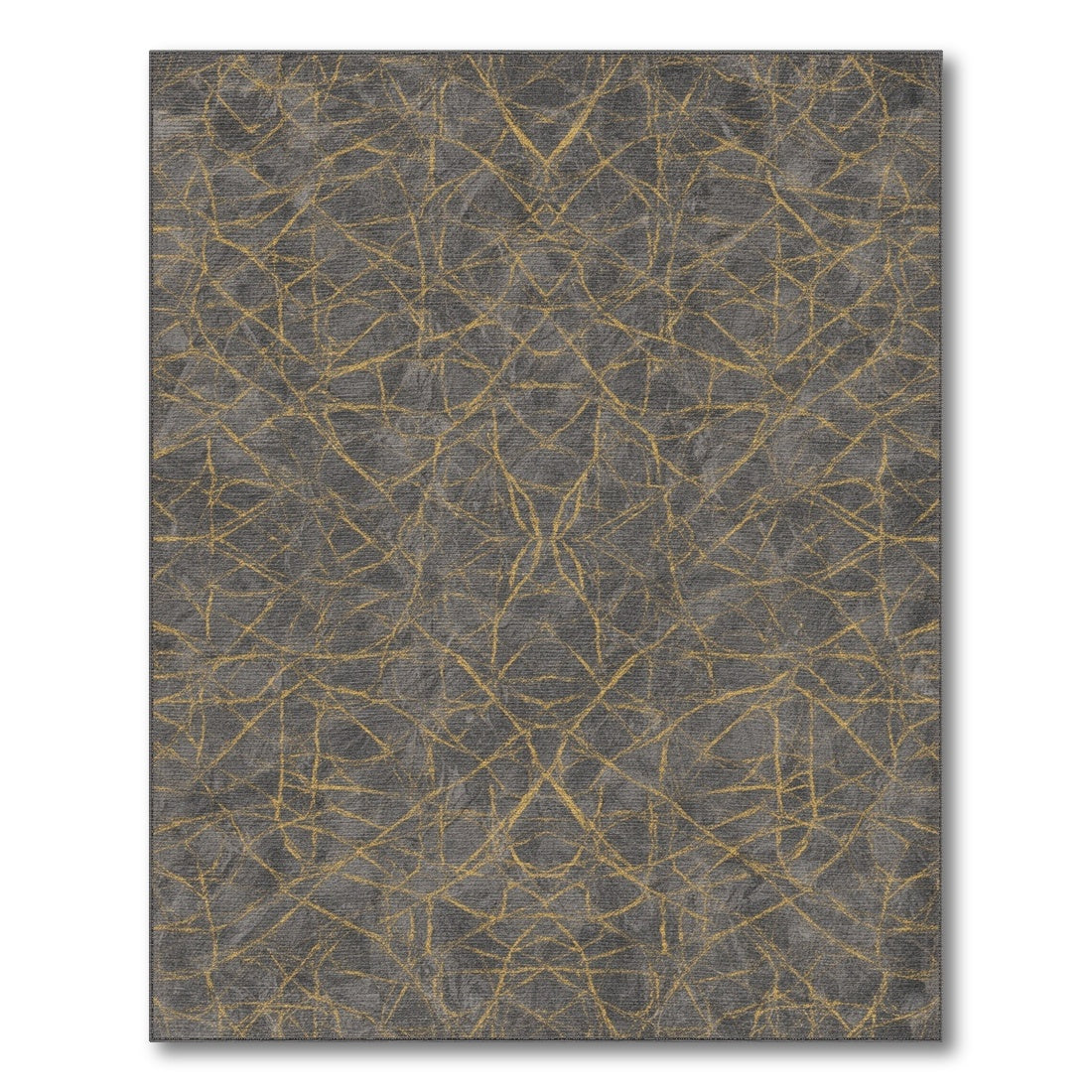 Grey Gold Abstract Area Rug