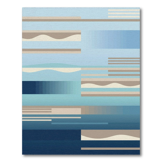 Geometric Modern Blue and Teal Blue Teal Geometric Stripe Area Rug