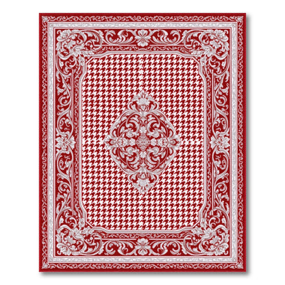 Red Persian Medallion Area Rug with Floral Border