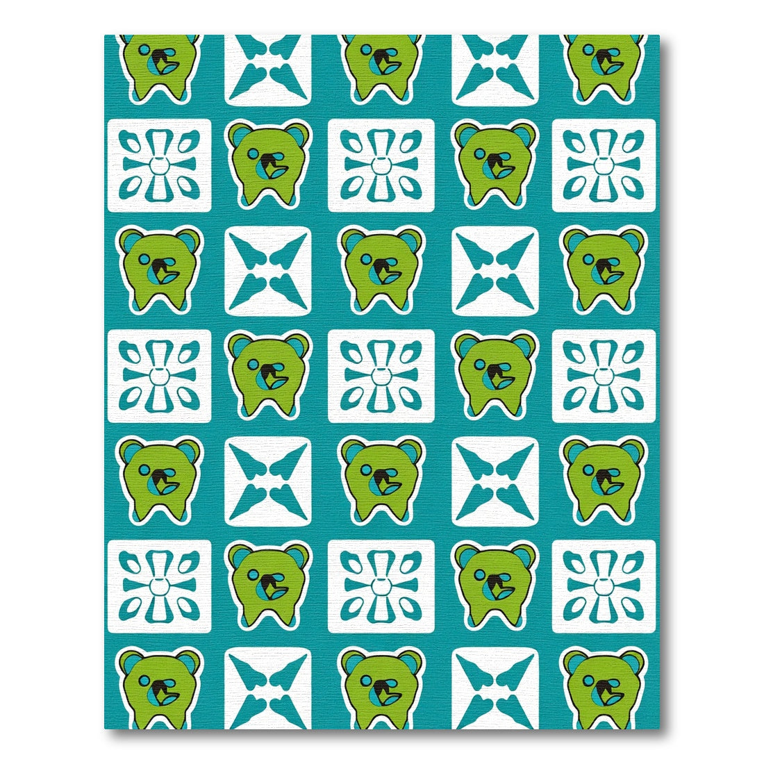 Green Bear Squares and Starburst Rug