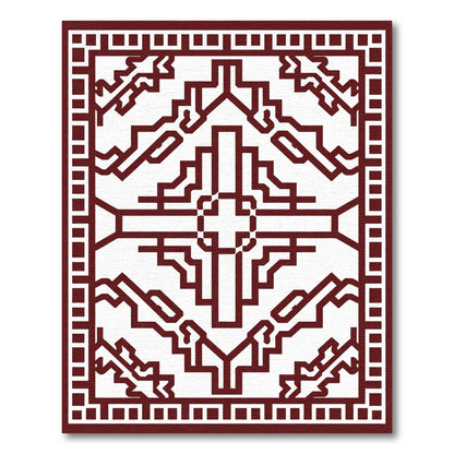 Maroon Geometric Contemporary Square Rug