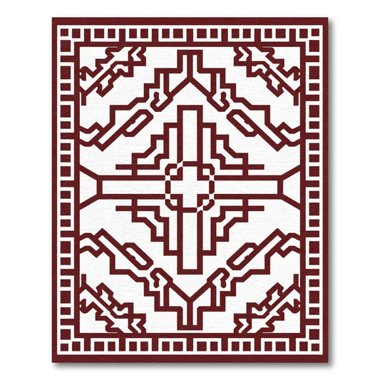 Maroon Geometric Contemporary Square Rug