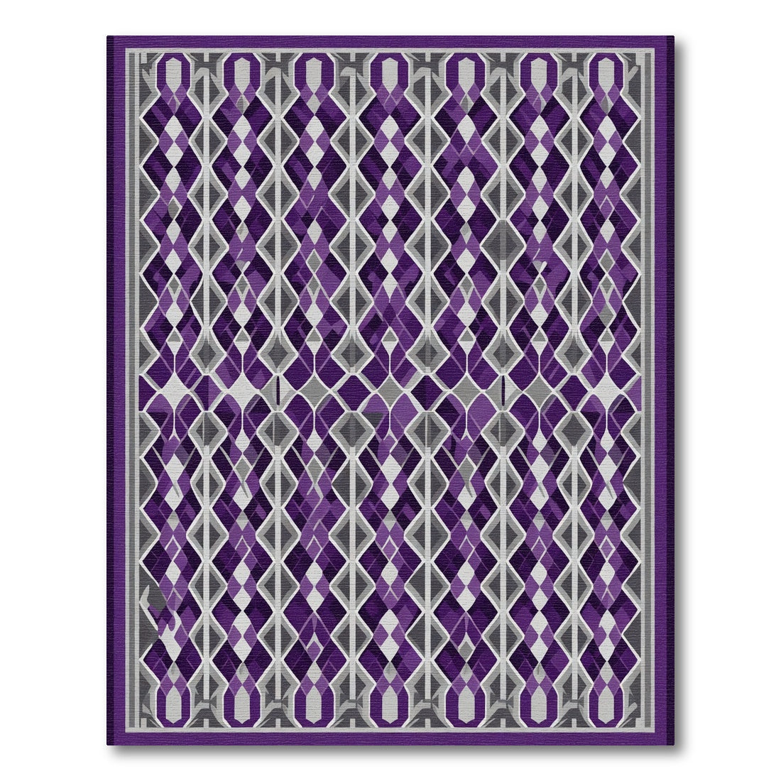 Deep Purple Geometric Lattice Rug