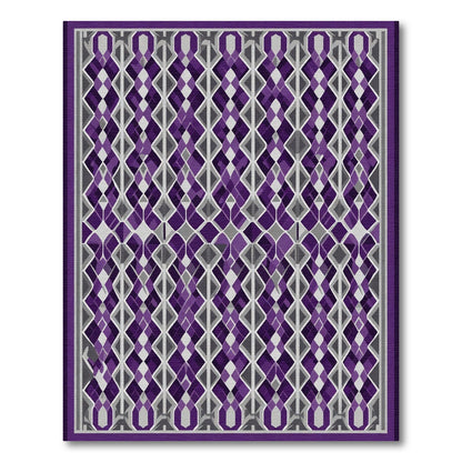 Deep Purple Geometric Lattice Rug