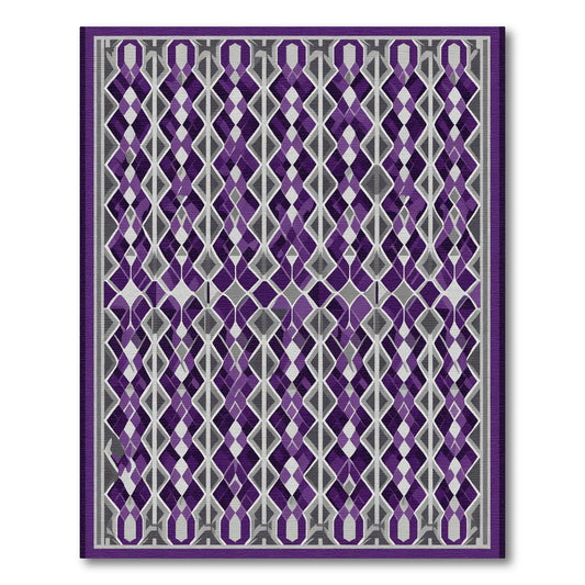 Deep Purple Geometric Lattice Rug