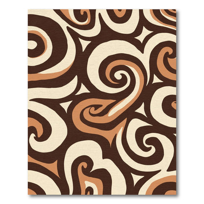Warm Swirls Cream Brown Curves Rug
