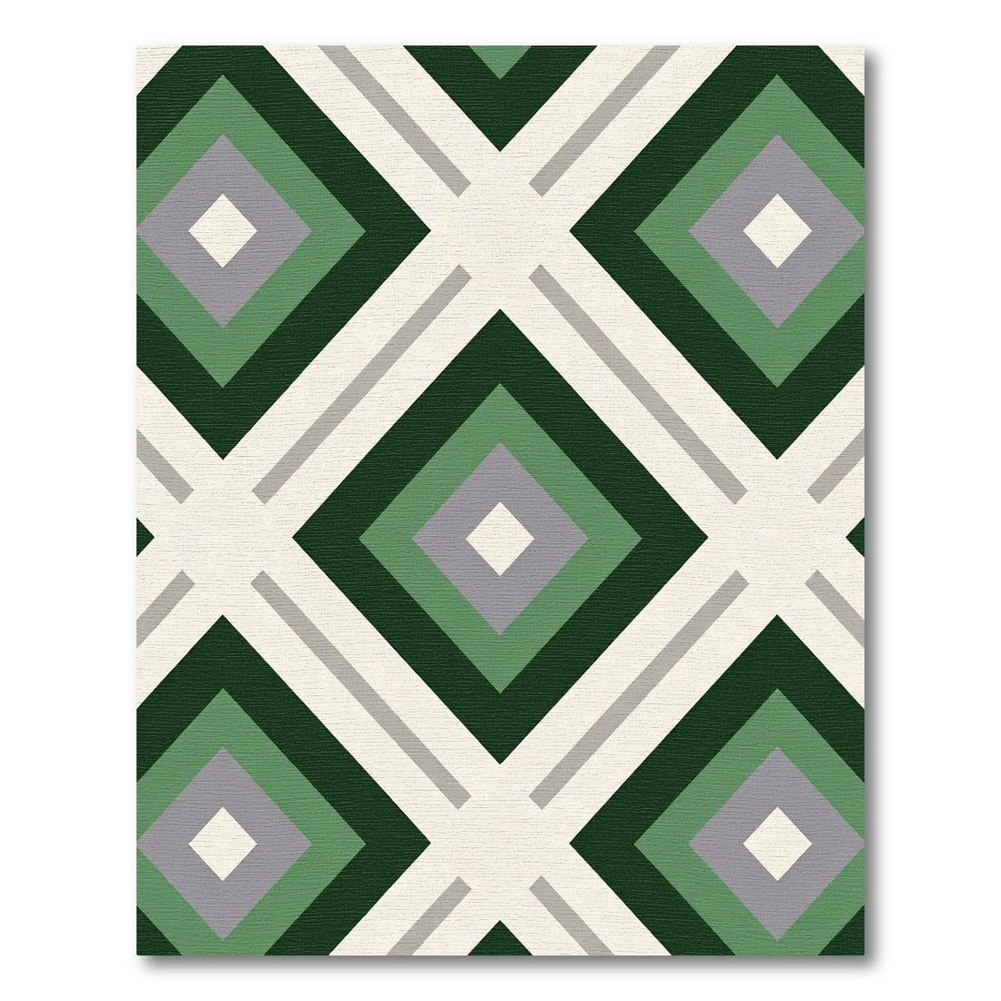 Deep Green Diamond Lattice Rug