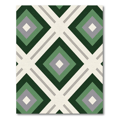 Deep Green Diamond Lattice Rug