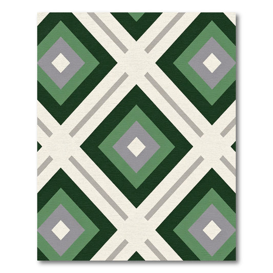 Deep Green Diamond Lattice Rug