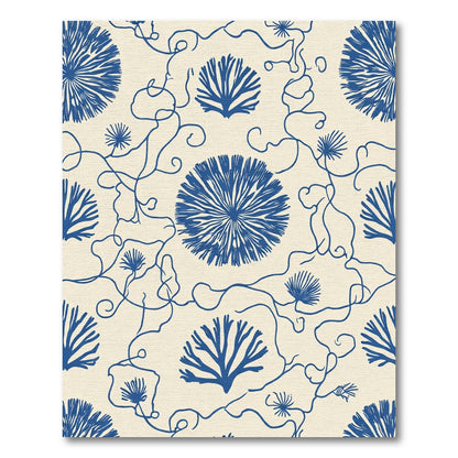 Blue Coral Vine Botanical Abstract Rug