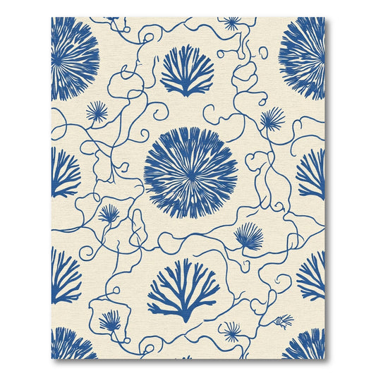 Blue Coral Vine Botanical Abstract Rug