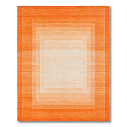 Orange Concentric Square Geometric Area Rug