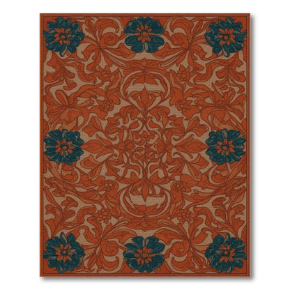 Floral Vintage Blue and Teal Vintage Teal Floral Area Rug