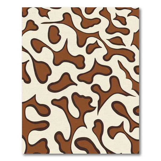 Abstract Brown Cream Blob Rug
