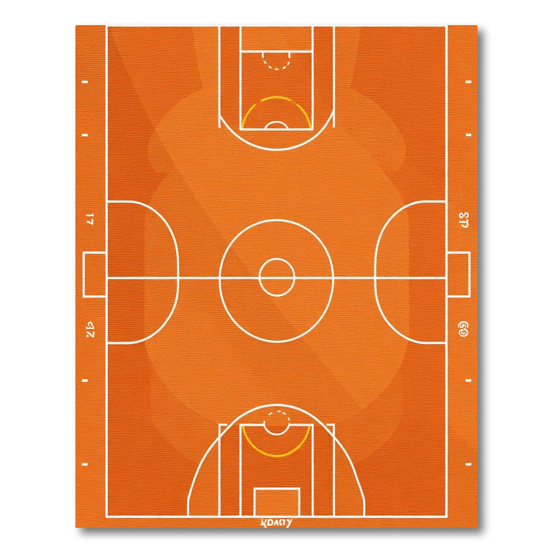 Orange Basketball Court Graphic Rug