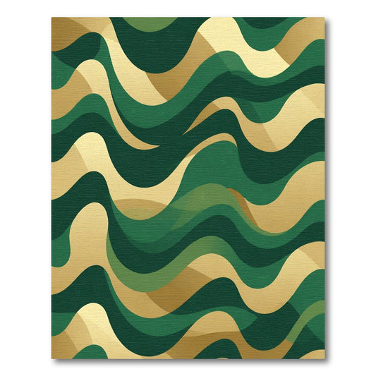 Emerald Gold Swirling Waves Rug