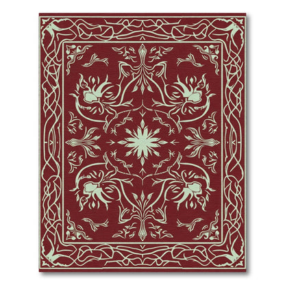 Crimson Floral Swirl Ornamental Rug